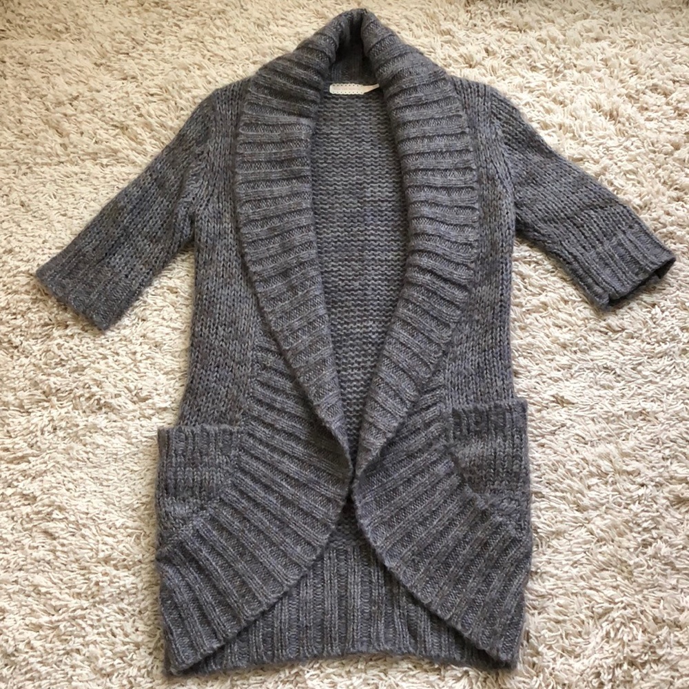 Anthropologie Shawl Collar Short Sleeve Sweater